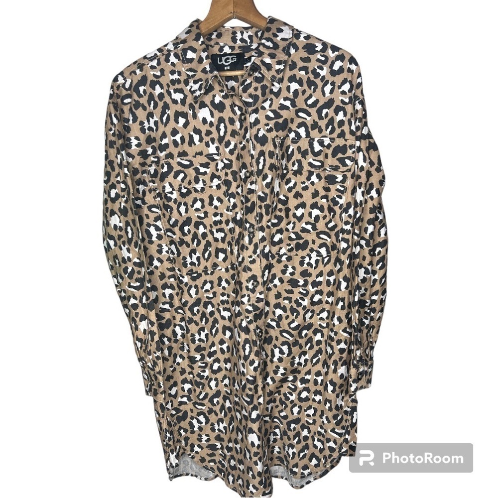 UGG Addley Oversized Animal Print Shirt Dress Size Small - Picture 6 of 16